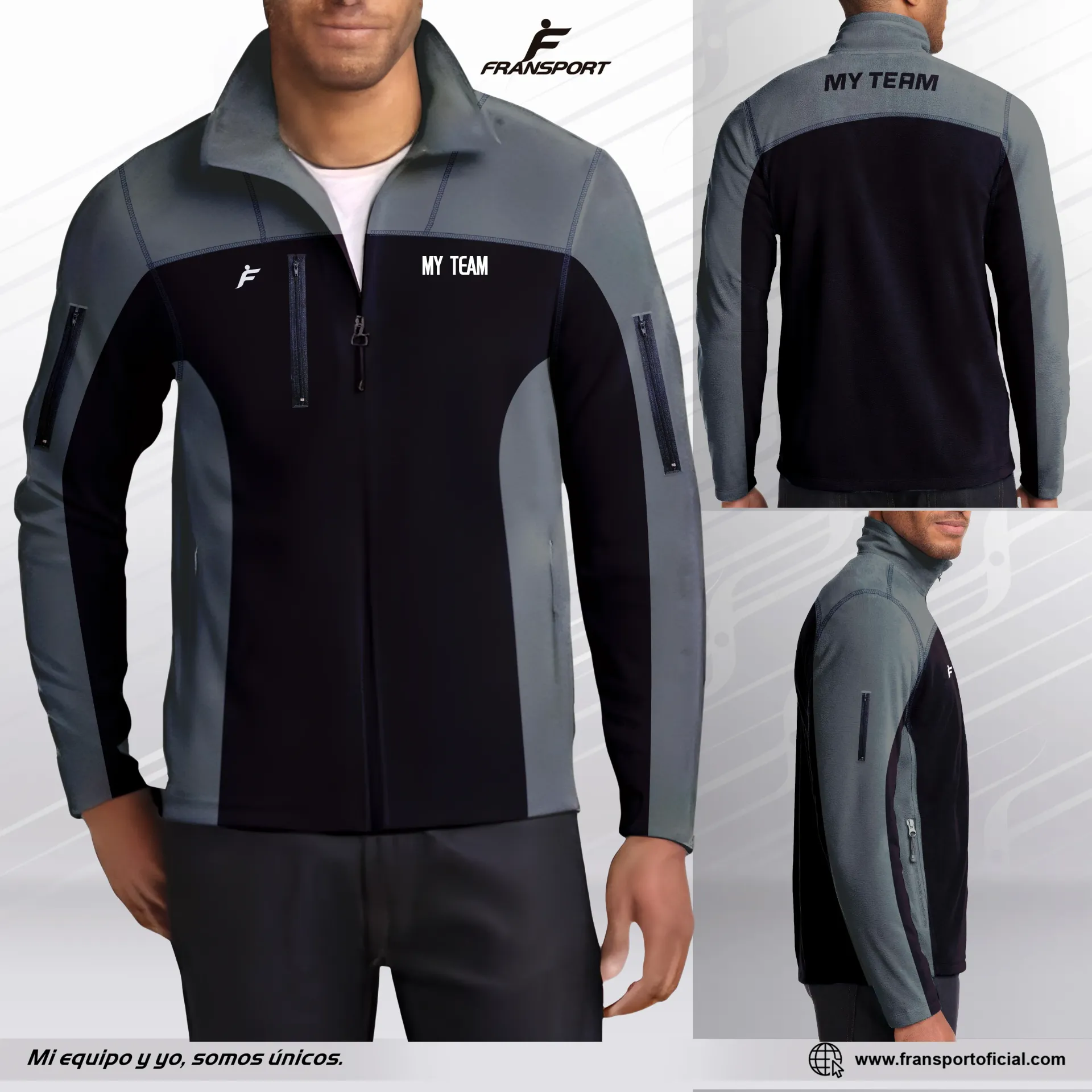 Chamarras en Micropolar Personalizables Fransport - ID 1419 (Negro)