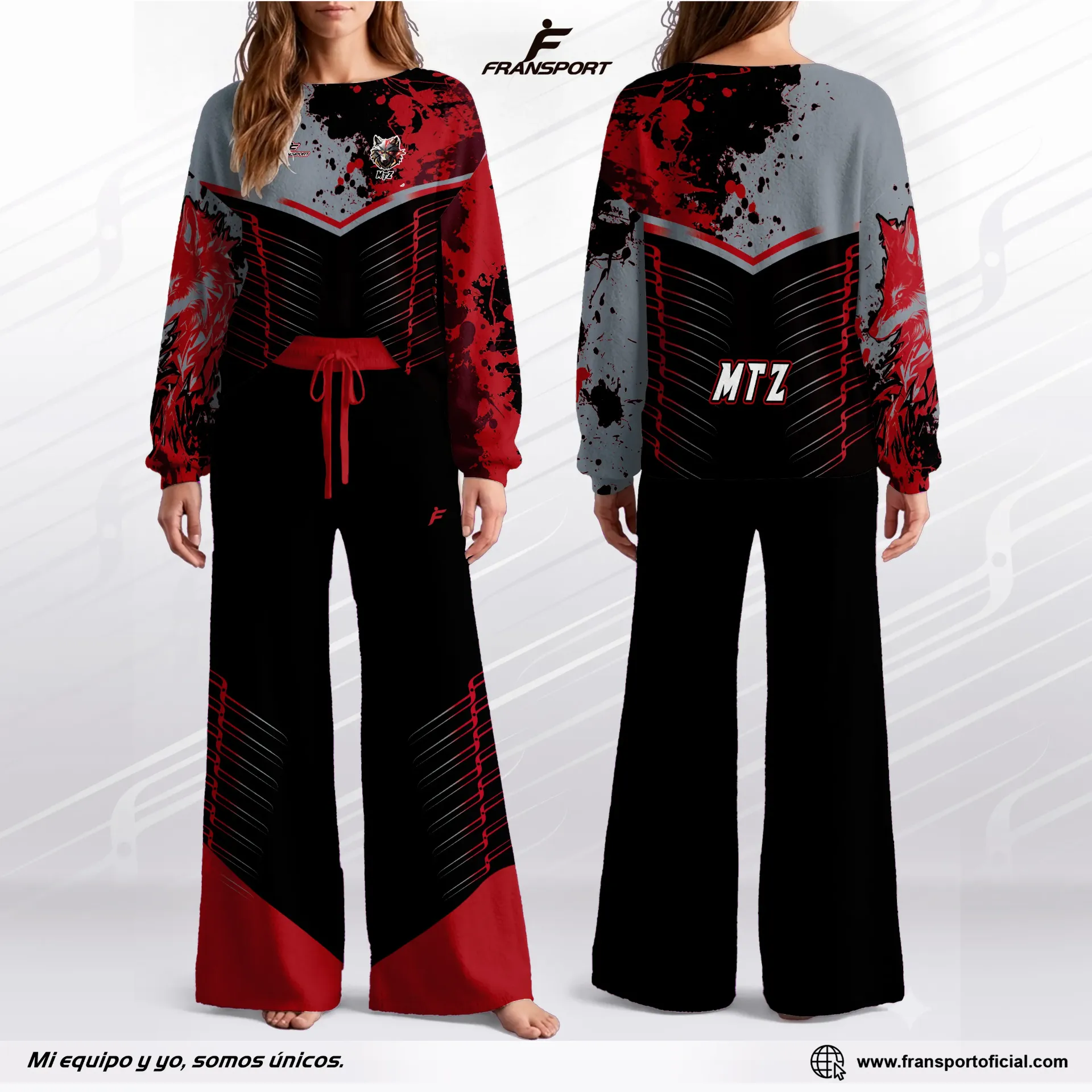 Chándal casual Mujer Personalizable Fransport - ID 1420 (Negro)