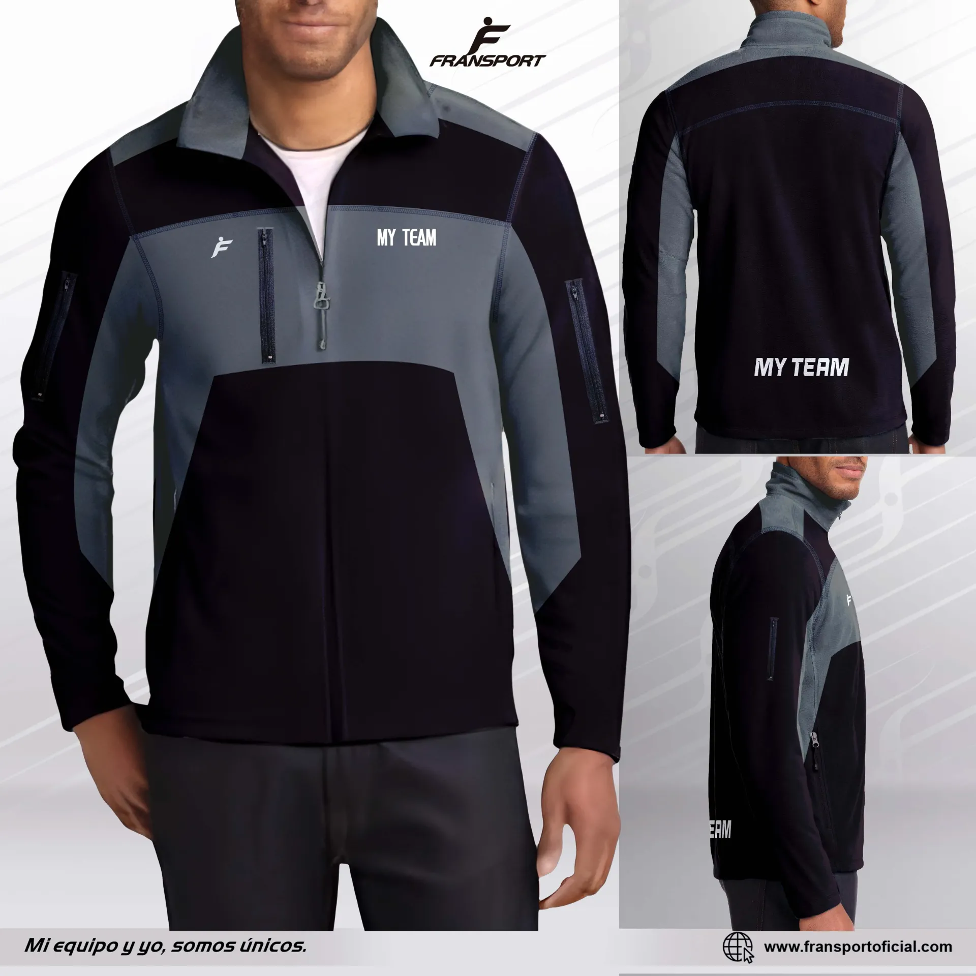 Chamarras en Micropolar Personalizables Fransport - ID 1419 (Negro)