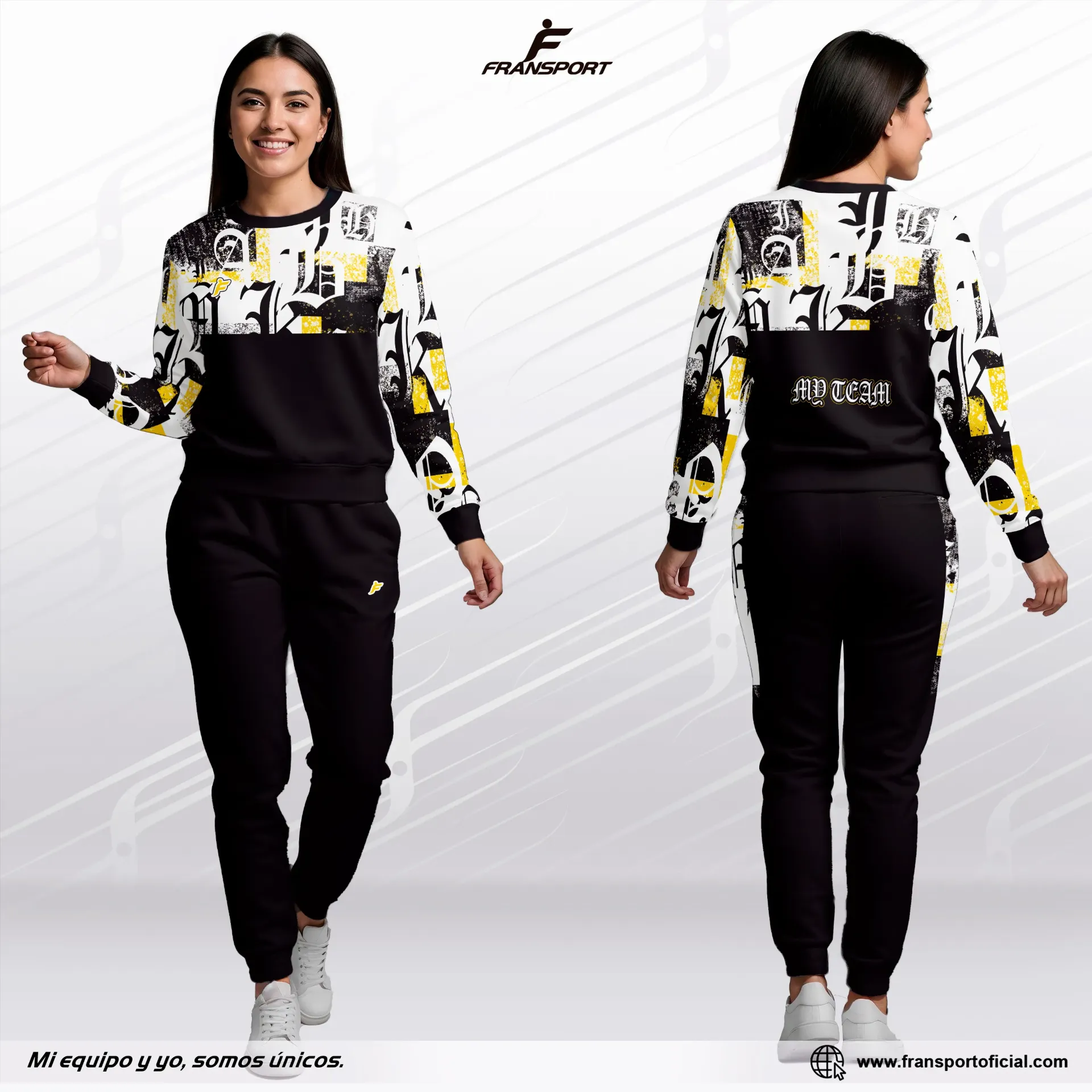 Conjunto deportivo casual fransport - personalizable - Id 1419  mujer (Blanco)