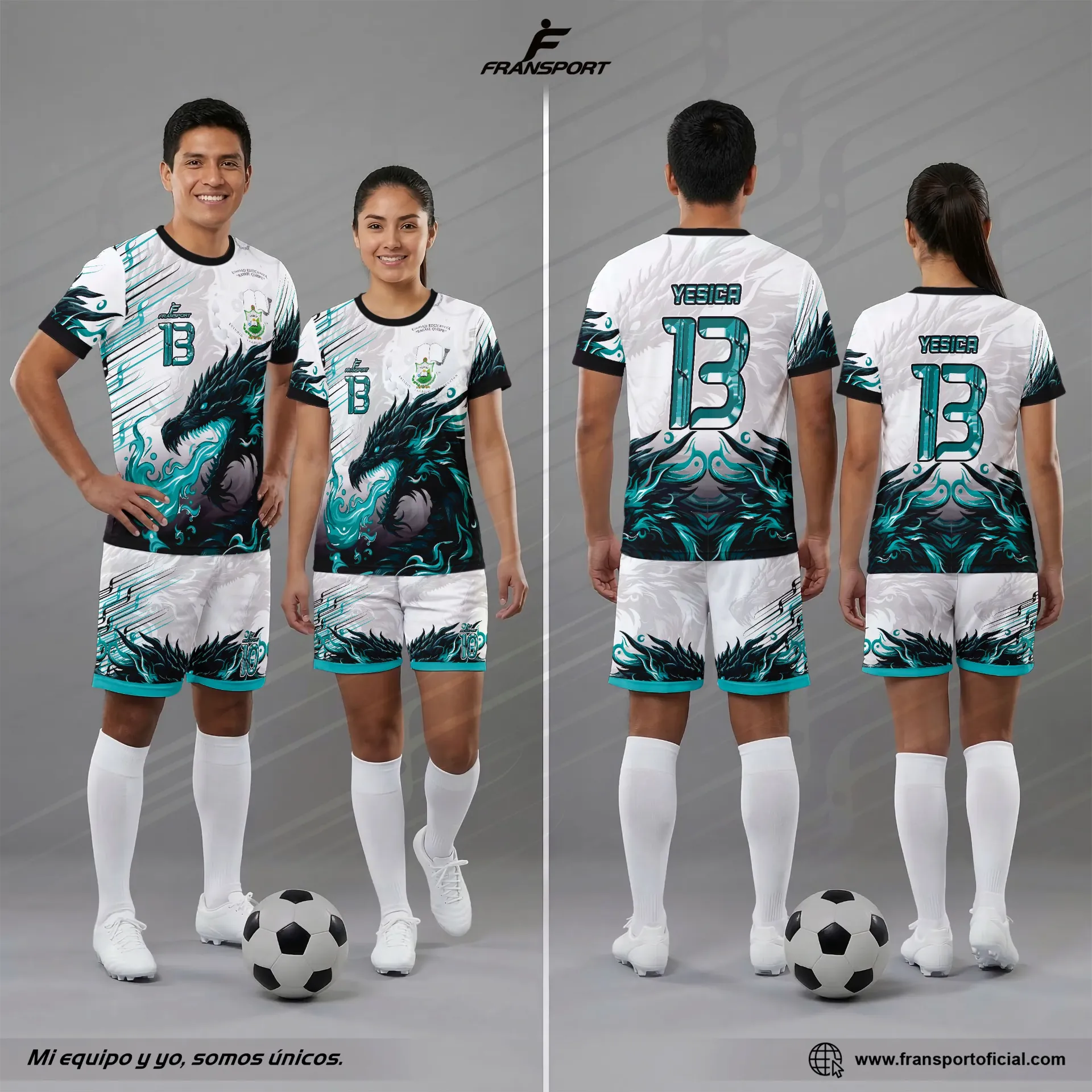 CONJUNTO POLERA Y CORTO FUL SUBLIMADO - CRM 1823 (Blanco)
