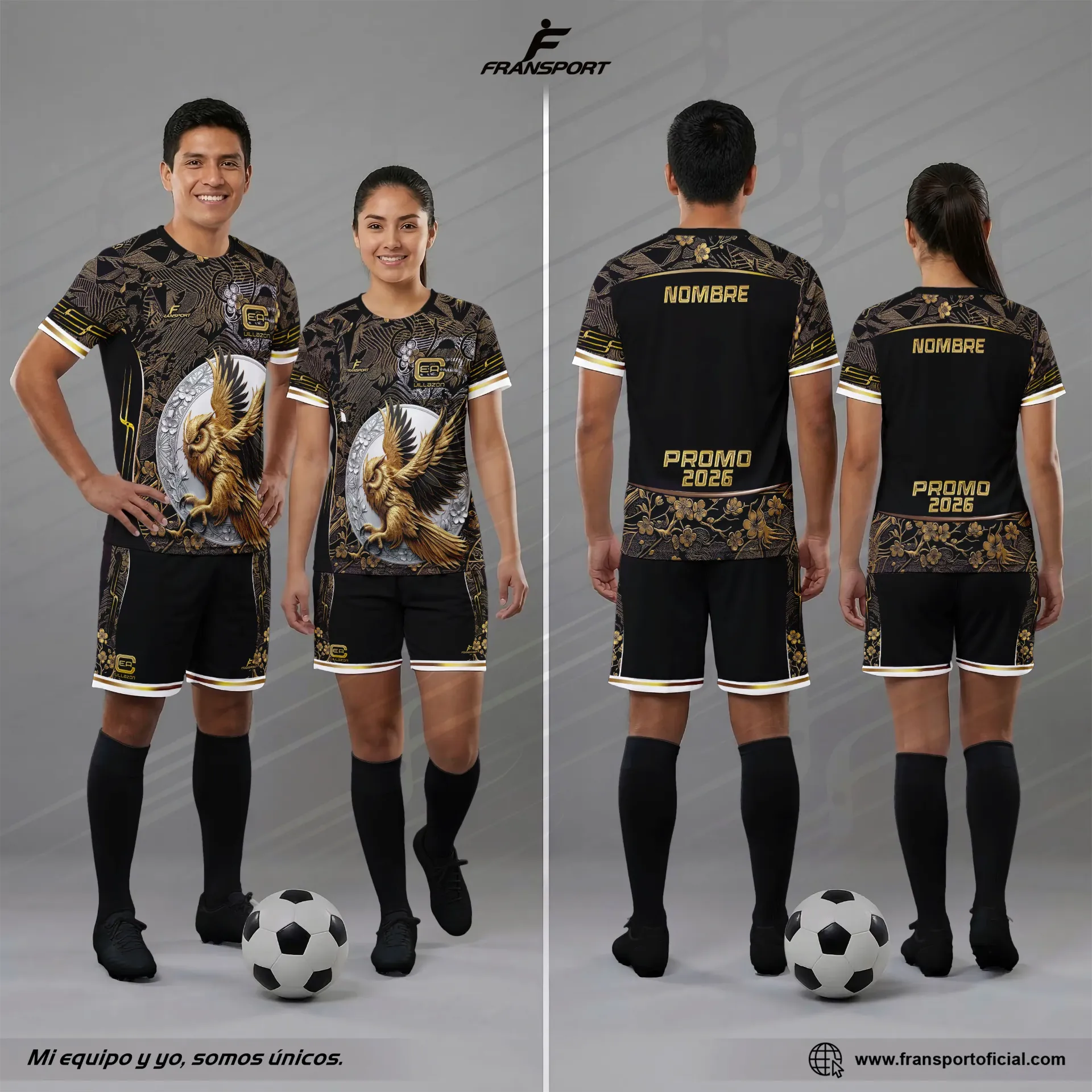 CONJUNTO POLERA Y CORTO FULL SUBLIMADO - CRM 1843 (Negro)