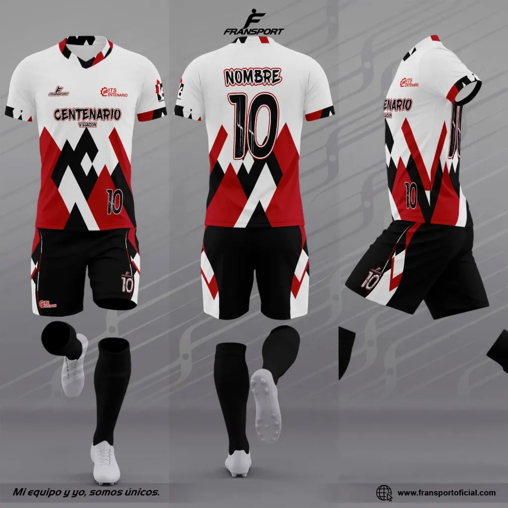 Poleras y corto Fútbol Diseño Fransport Personalizable - CRM 2239 (Blanco)