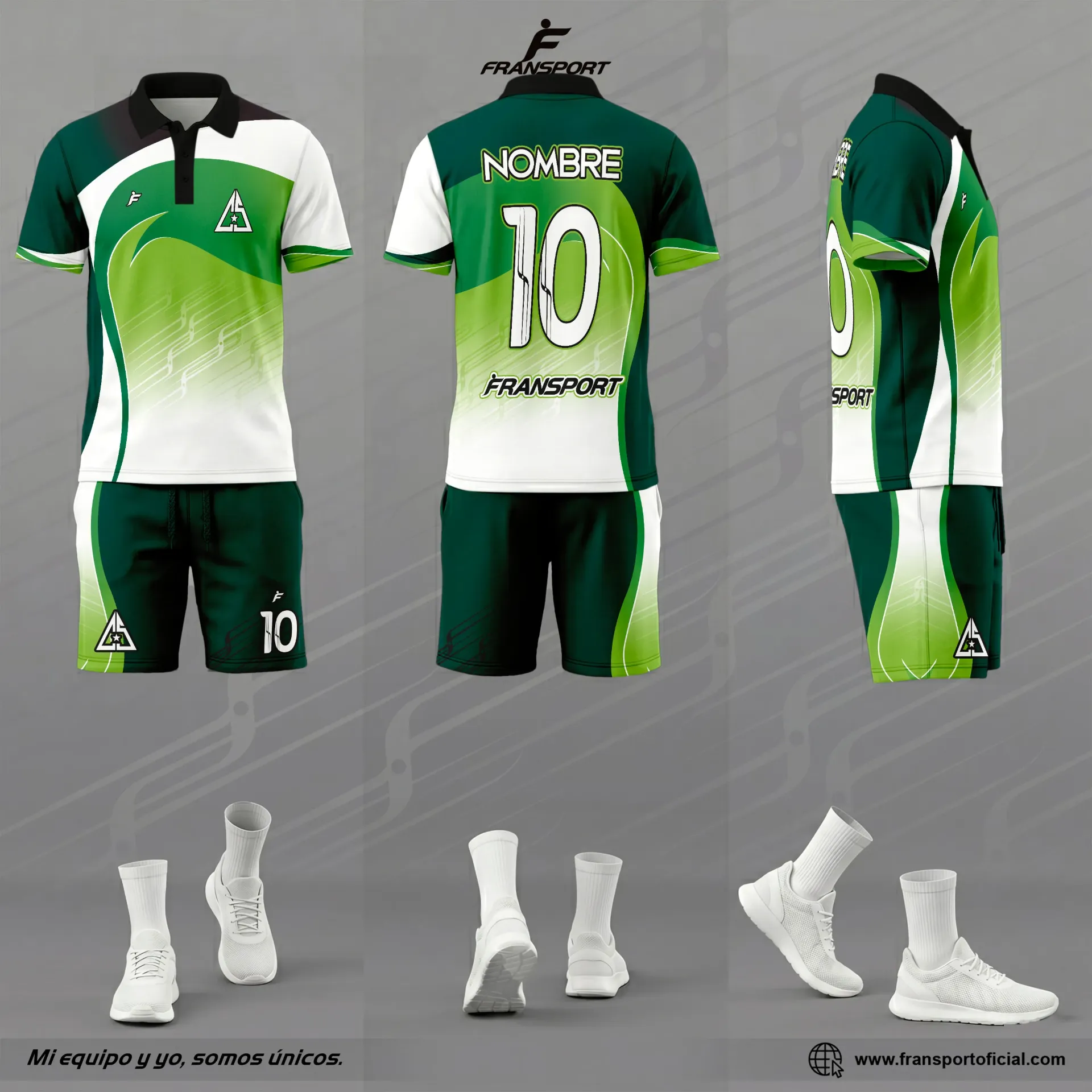 Poleras y corto Fútbol Diseño Fransport Personalizable - 772