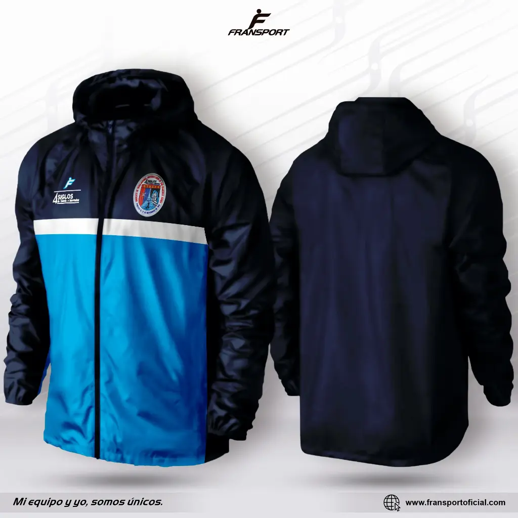 Impermeable - Rompevientos personalizable Fransport (Azul)