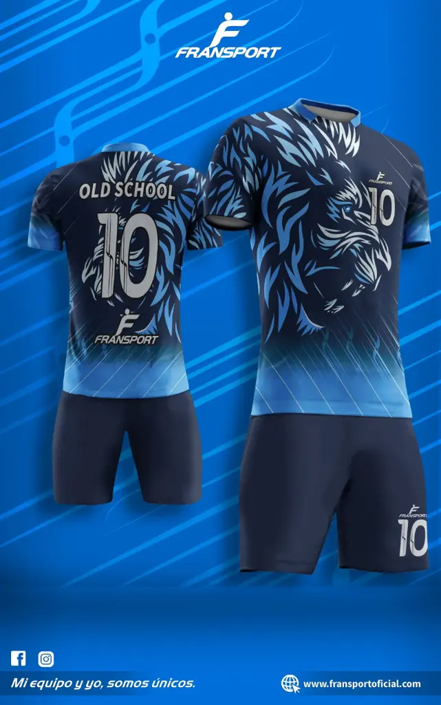 Poleras y corto Fútbol Diseño Fransport Personalizable sublimixto (Azul)