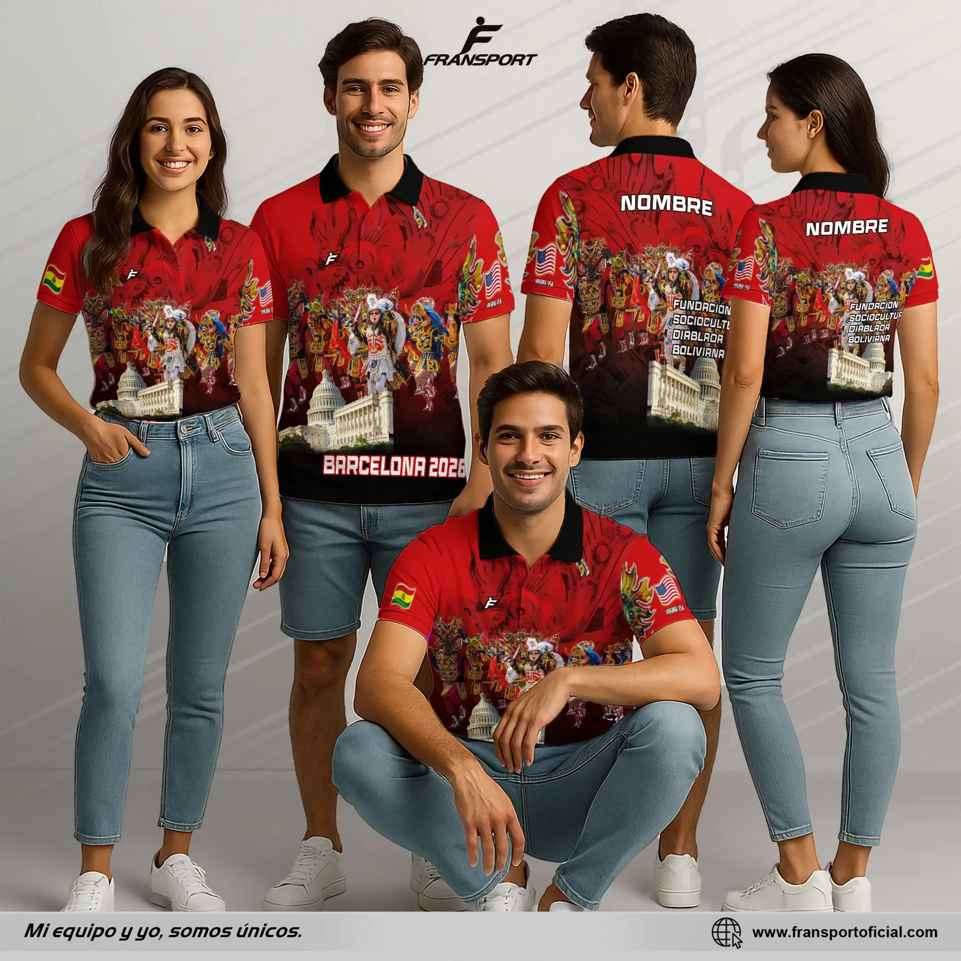 Camiseta Polo Estilo Folklor Bolivia Diablada | Modelo Personalizable – Fransport - Nº 1440