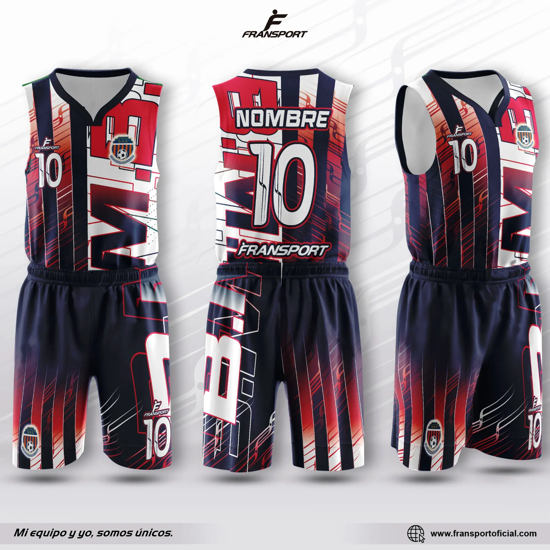 Conjunto malla y bermuda basquet personalizable - MOD 8512 (Azul)