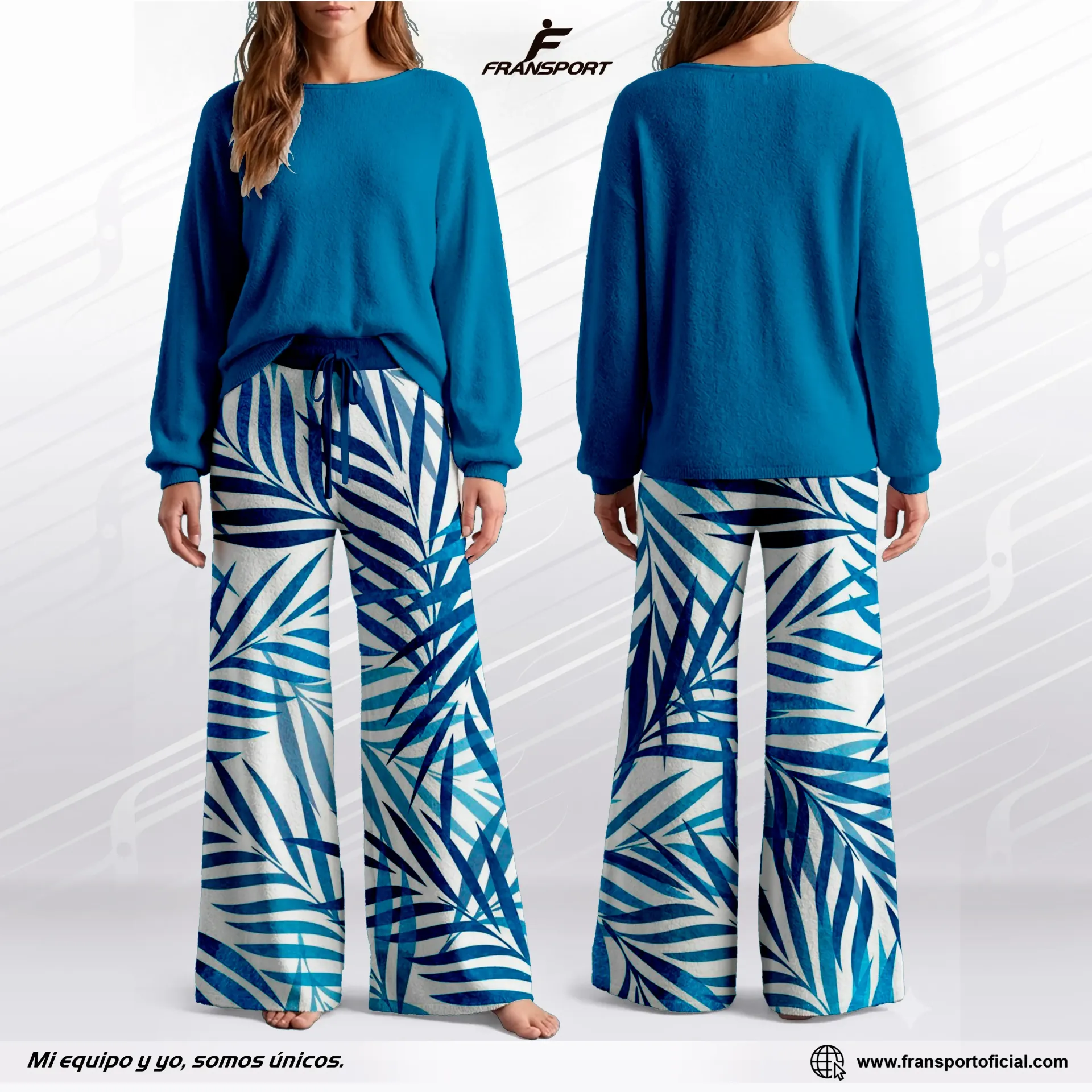 Chándal casual Mujer Personalizable Fransport - ID 1420 (Azul)