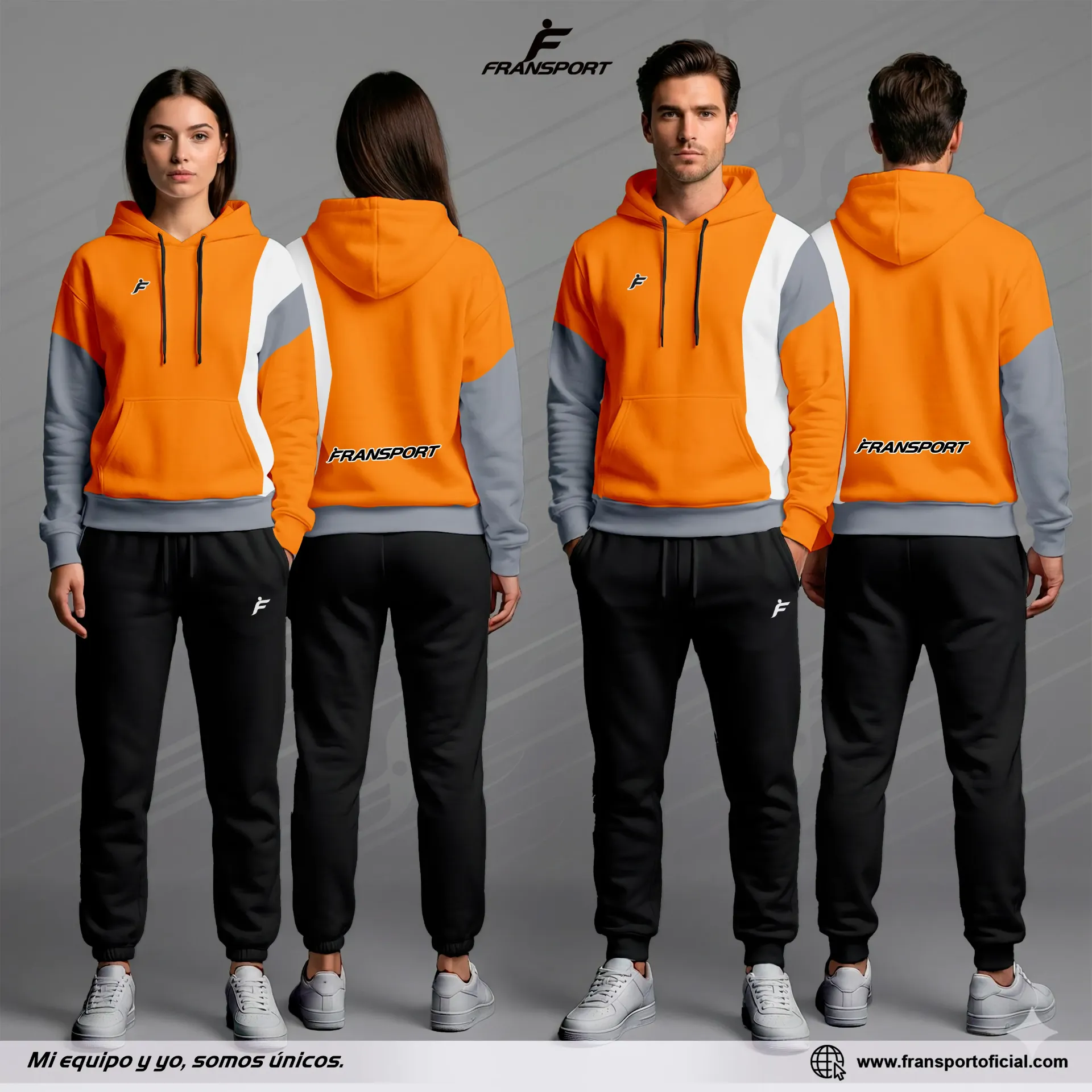 Chándal casual Personalizable Fransport - ID 1420 (Naranja)
