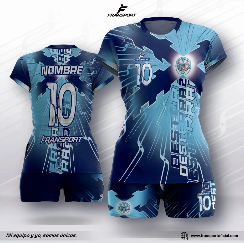Conjunto Voleyball polera corto - 8478 (Azul)