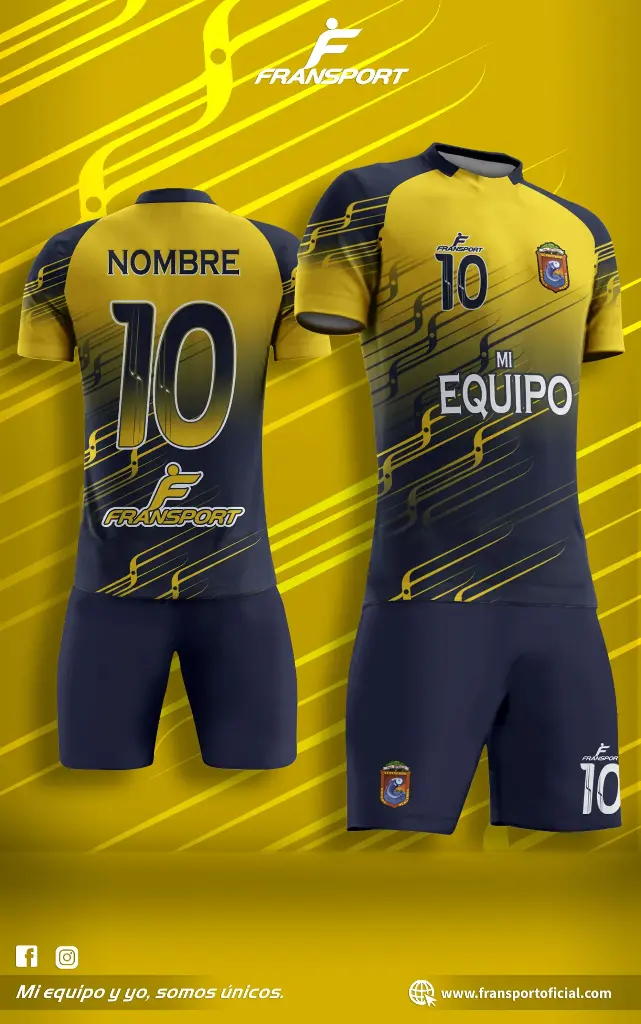 Poleras y corto Fútbol Diseño Fransport Personalizable sublimixto (Azul)