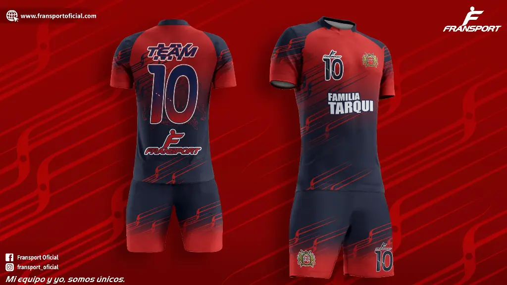 Poleras y corto Fútbol Diseño Fransport Personalizable full sublimado (Azul)