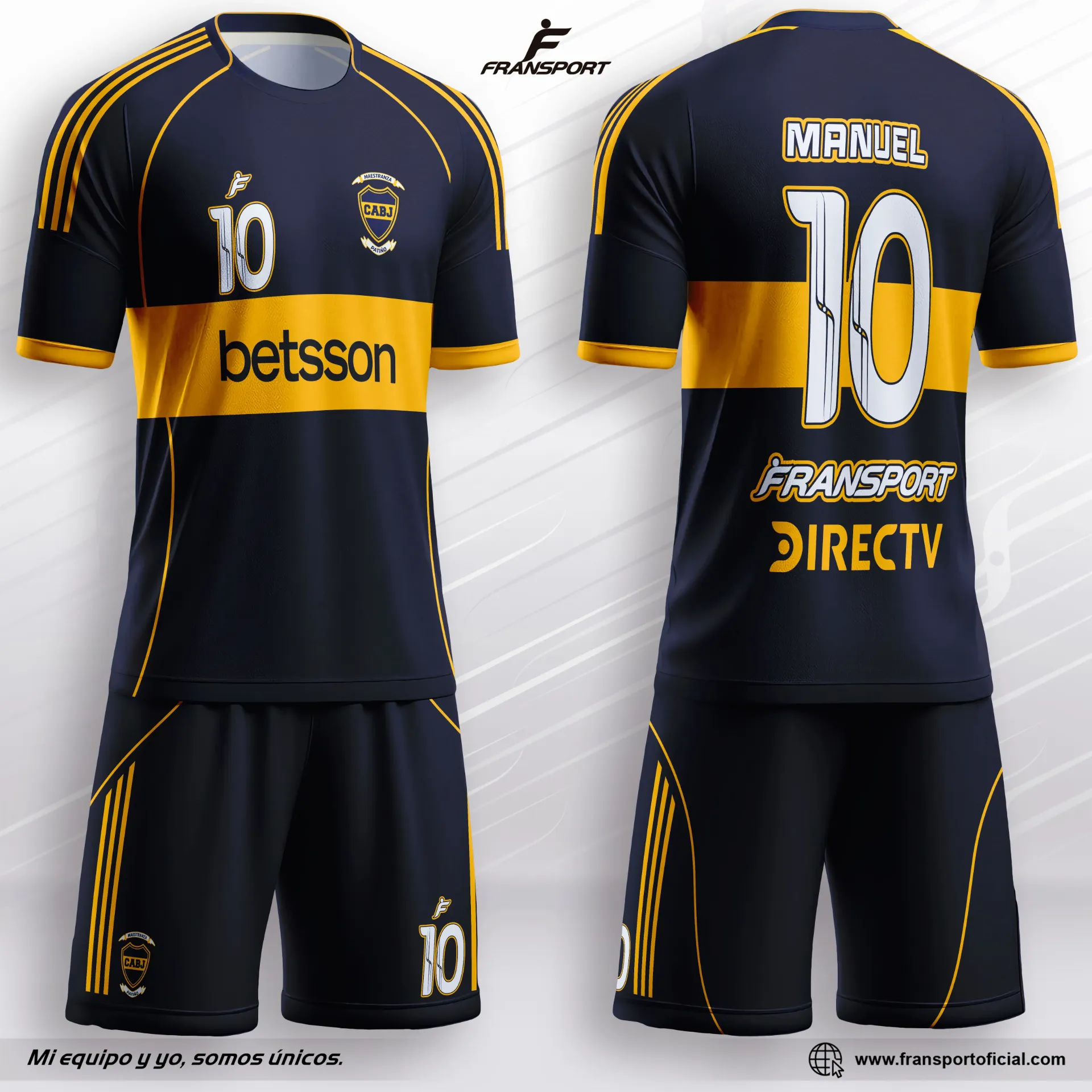 Poleras y corto Fútbol Diseño Fransport Personalizable full sublimado Nº 1454