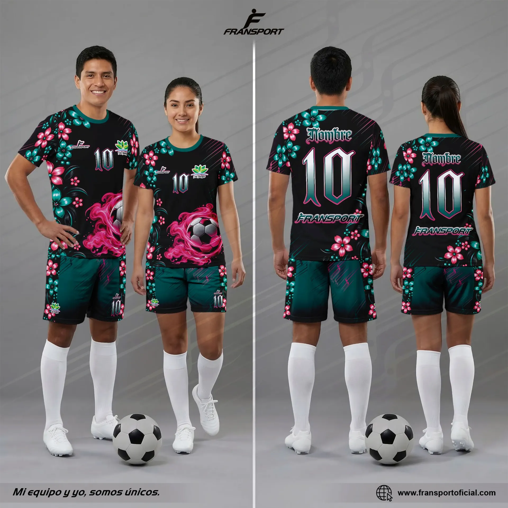 Poleras y corto Fútbol Diseño Fransport Personalizable - 740