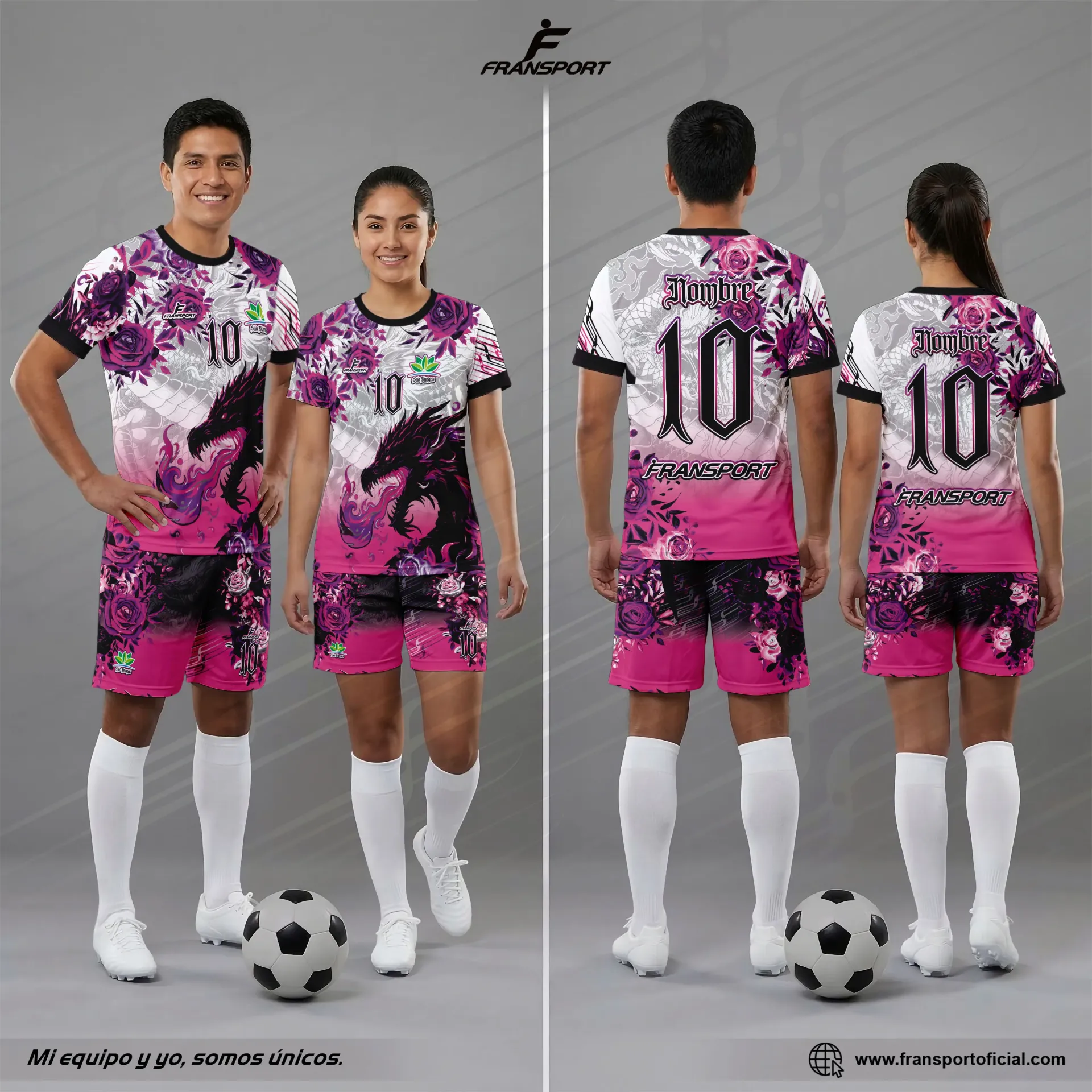 Poleras y corto Fútbol Diseño Fransport Personalizable - 740