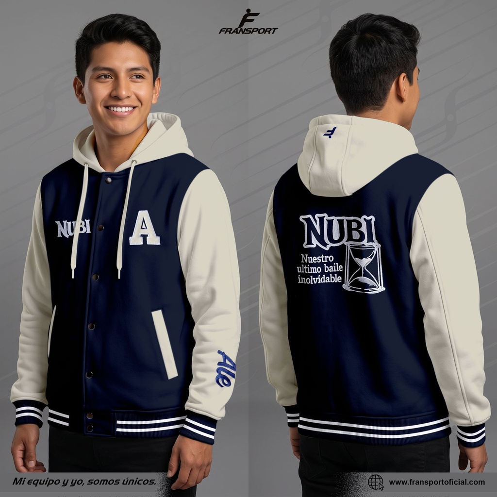 Chamarra Bomber Personalizada para Promociones y Colegios (Modelo CRM 2060) (Blanco)