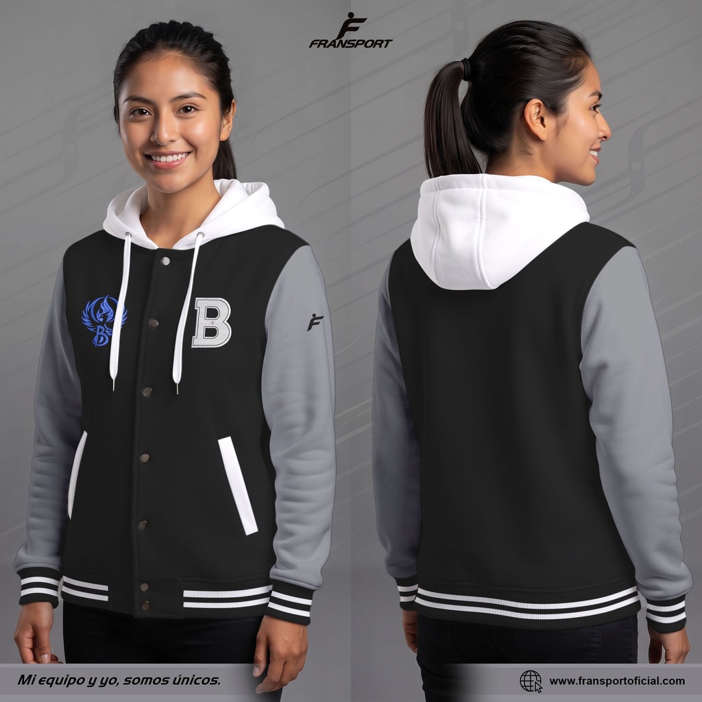 Chamarra Bomber Personalizada para Promociones y Colegios (Modelo 1410) (Blanco)