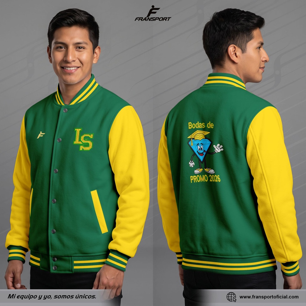 Chamarra Bomber Personalizada para Promociones y Colegios (Modelo CRM 1940) (Verde)