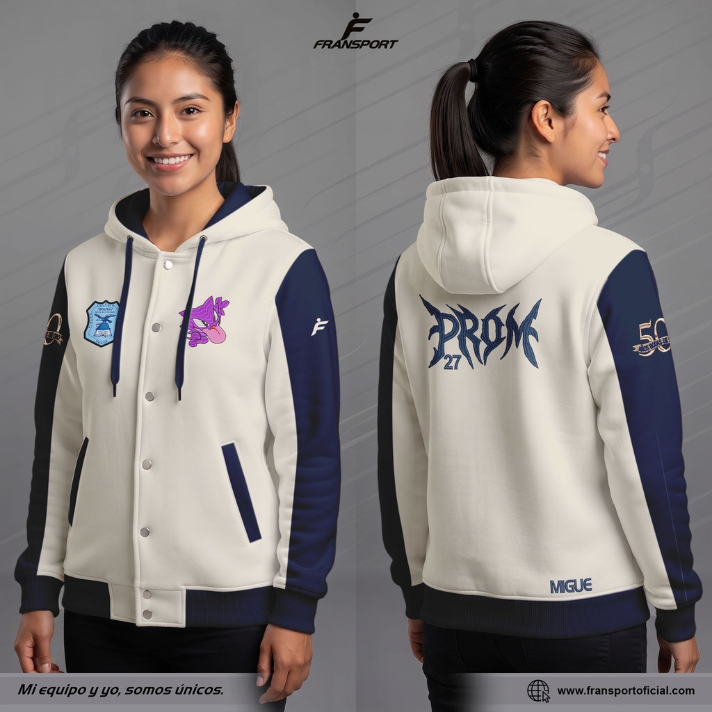 Chamarra Bomber Personalizada para Promociones y Colegios (Modelo CRM 1420)