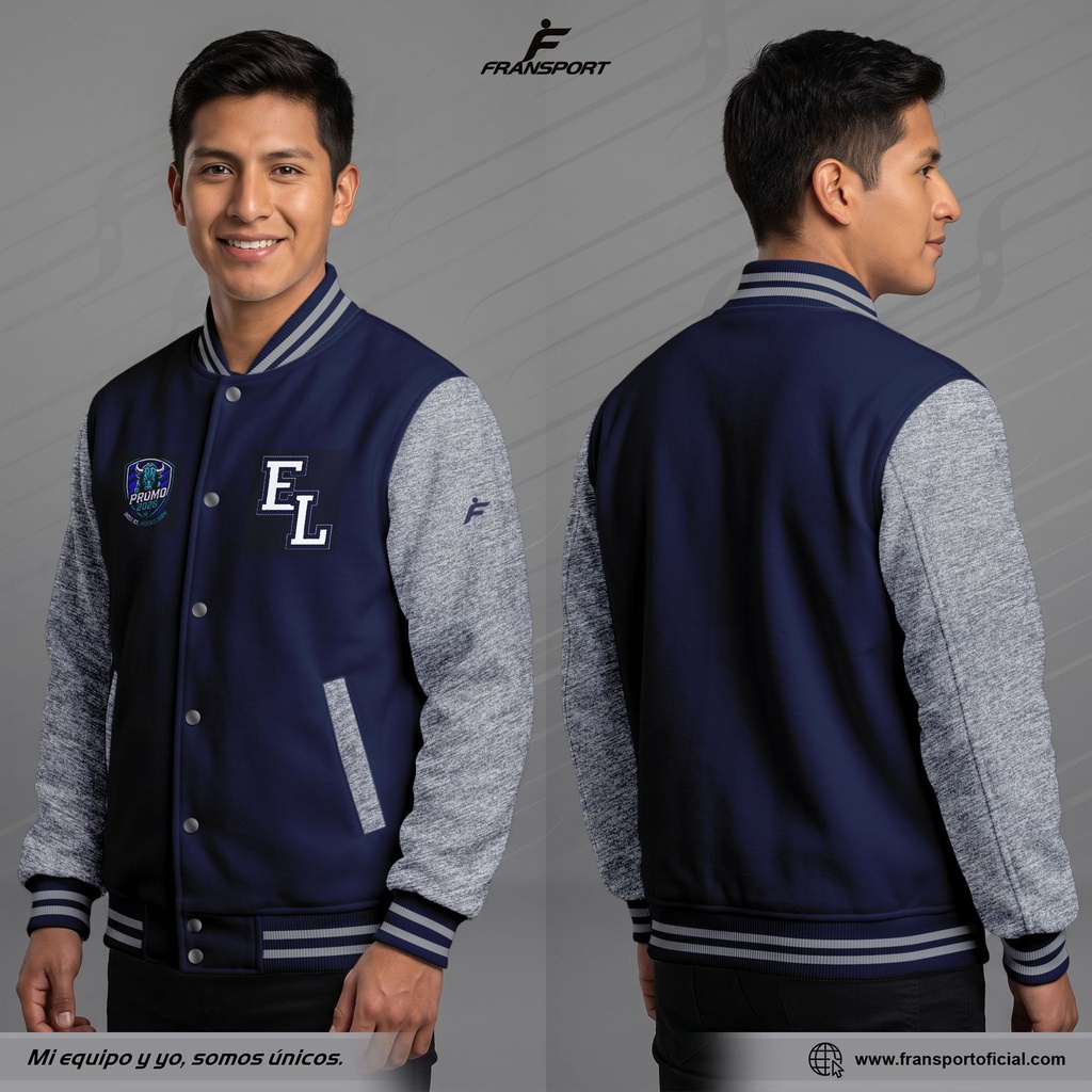 Chamarra Bomber Personalizada para Promociones y Colegios (Modelo 769) (Azul)