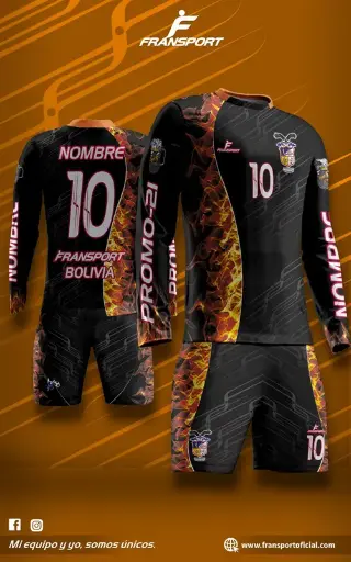 Poleras y corto Fútbol Diseño Fransport Personalizable full sublimado