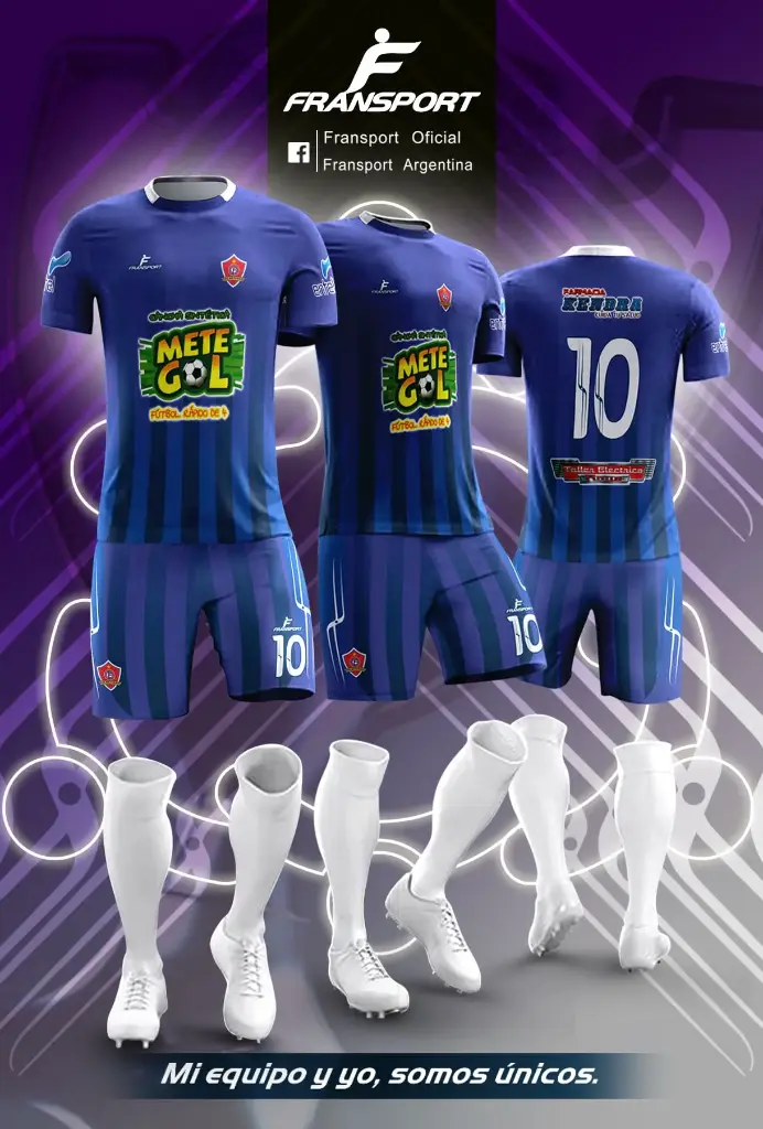Poleras y corto Fútbol Diseño Fransport Personalizable full sublimado