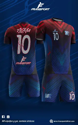 Poleras y corto Fútbol Diseño Fransport Personalizable full sublimado