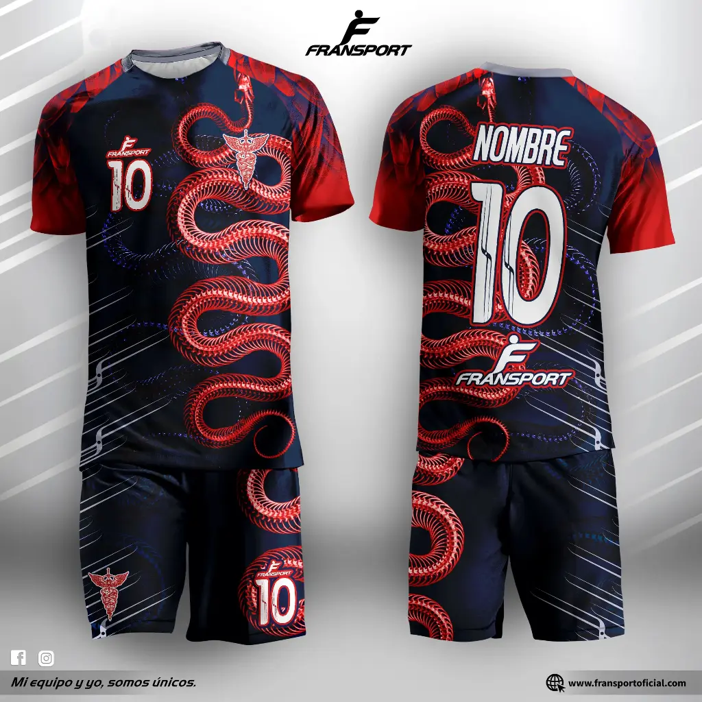 Poleras y corto Fútbol Diseño Fransport Personalizable full sublimado