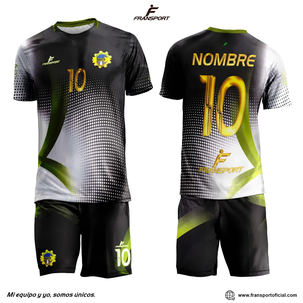 Poleras y corto Fútbol Diseño Fransport Personalizable full sublimado