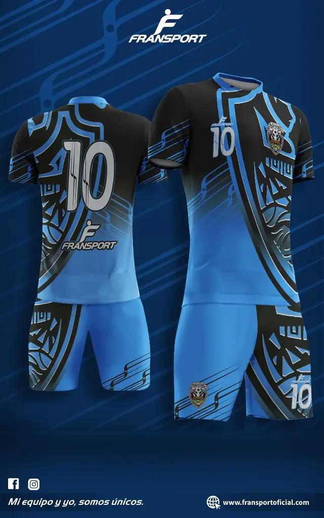 Poleras y corto Fútbol Diseño Fransport Personalizable full sublimado