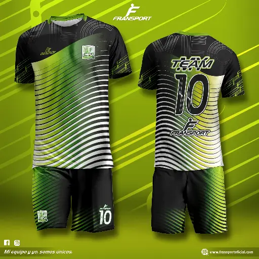 Poleras y corto Fútbol Diseño Fransport Personalizable full sublimado