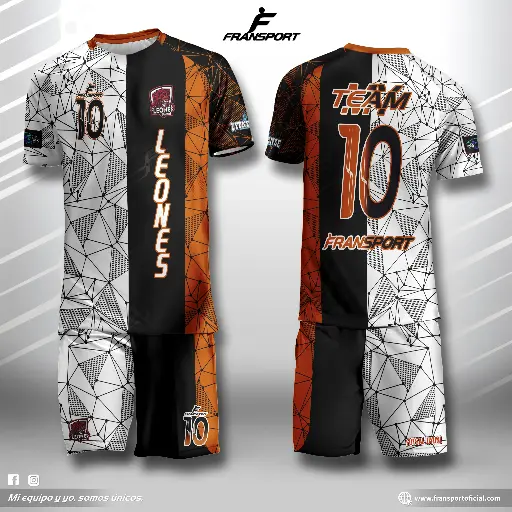 Poleras y corto Fútbol Diseño Fransport Personalizable full sublimado