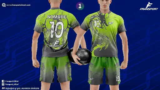 Poleras y corto Fútbol Diseño Fransport Personalizable full sublimado