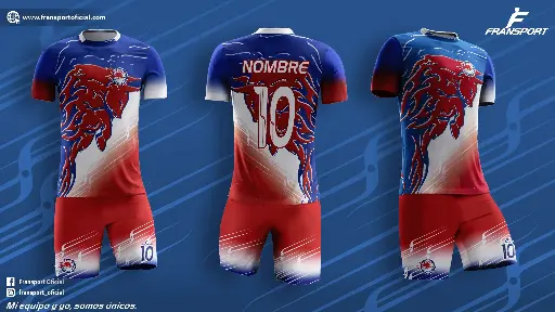 Poleras y corto Fútbol Diseño Fransport Personalizable full sublimado