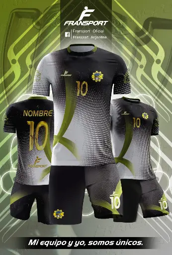 Poleras y corto Fútbol Diseño Fransport Personalizable full sublimado
