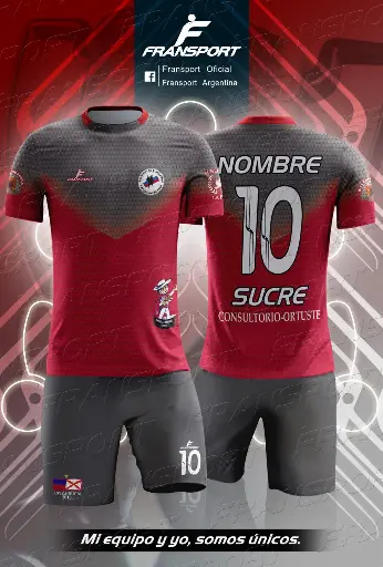 Poleras y corto Fútbol Diseño Fransport Personalizable full sublimado