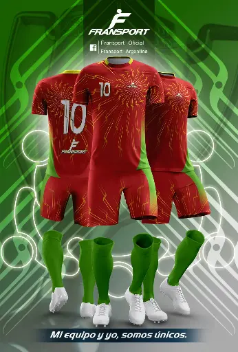 Poleras y corto Fútbol Diseño Fransport Personalizable full sublimado