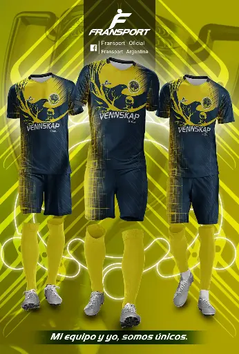 Poleras y corto Fútbol Diseño Fransport Personalizable full sublimado
