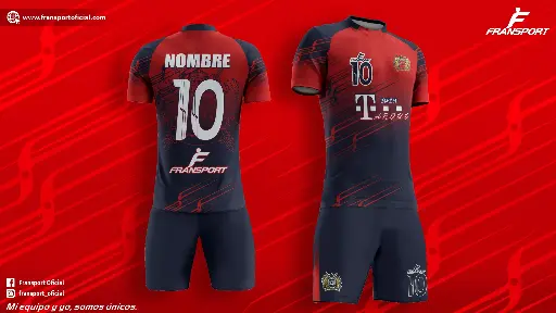 Poleras y corto Fútbol Diseño Fransport Personalizable full sublimixto