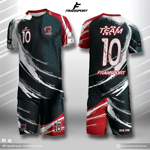 Poleras y corto Fútbol Diseño Fransport Personalizable full sublimado
