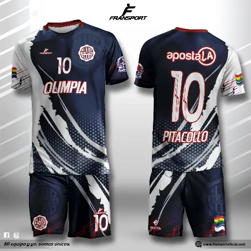Poleras y corto Fútbol Diseño Fransport Personalizable full sublimado