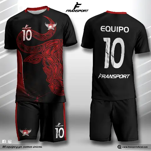 Poleras y corto Fútbol Diseño Fransport Personalizable full sublimado