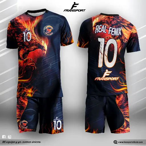 Poleras y corto Fútbol Diseño Fransport Personalizable full sublimado