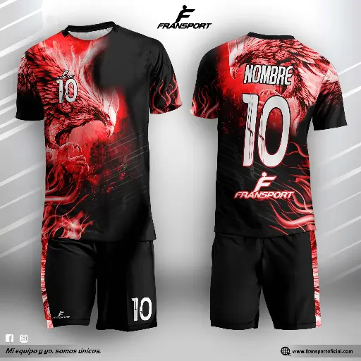 Poleras y corto Fútbol Diseño Fransport Personalizable full sublimado