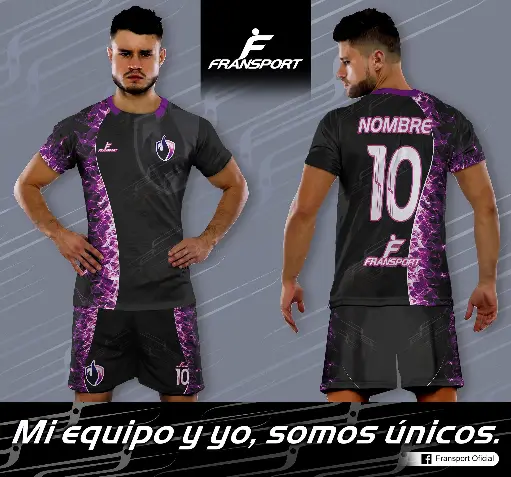 Poleras y corto Fútbol Diseño Fransport Personalizable full sublimado