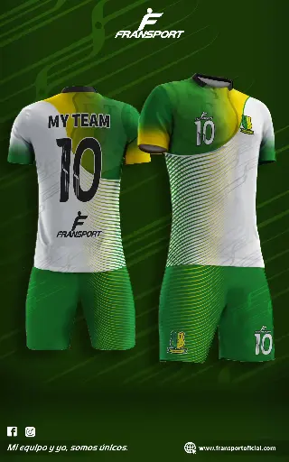 Poleras y corto Fútbol Diseño Fransport Personalizable full sublimado