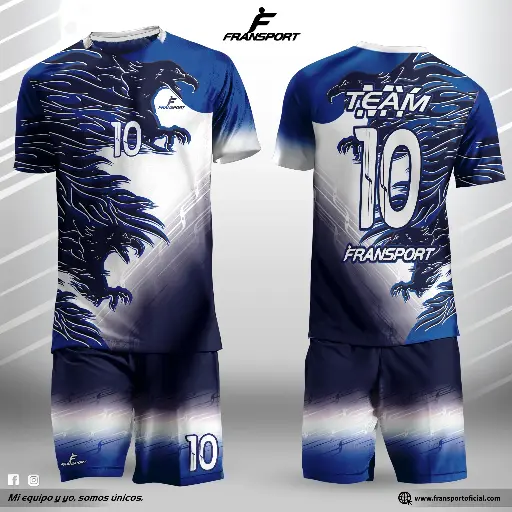 Poleras y corto Fútbol Diseño Fransport Personalizable full sublimado