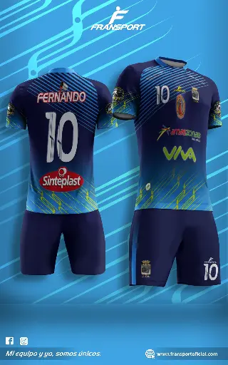 Poleras y corto Fútbol Diseño Fransport Personalizable sublimixto