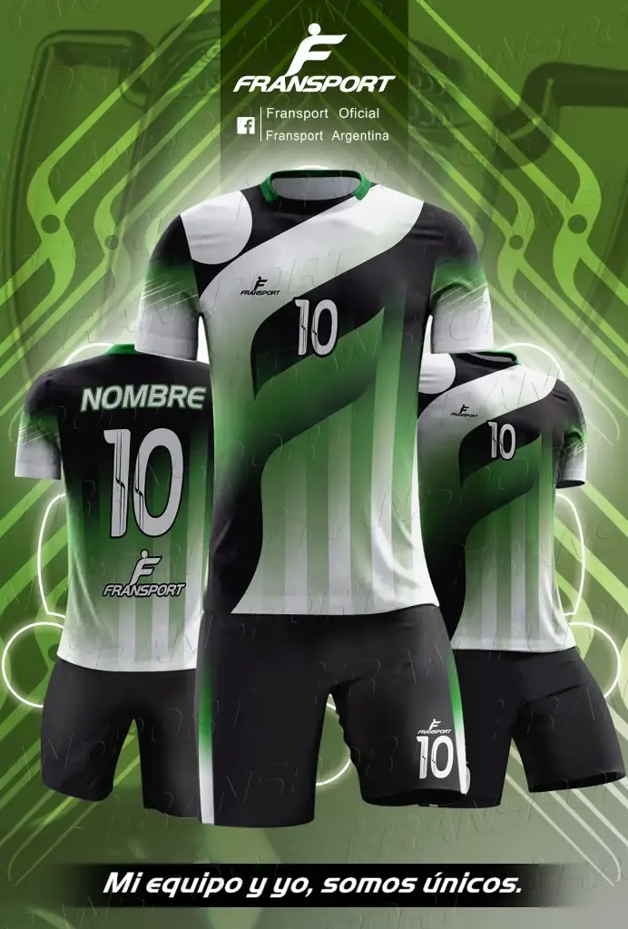 Poleras y corto Fútbol Diseño Fransport Personalizable sublimixto